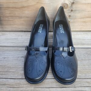 FRANCO SARTO Womens Size 9M Black Leather Mary Jane Wing Tip Oxford Heels